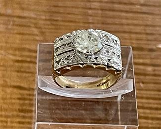 Stunning 14k Gold And 11 Diamond Ring Center Stone 1.77 Carats Size 7 By Gothic With Appraisal