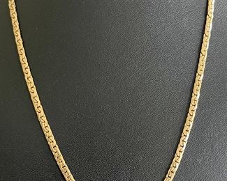 14k Yellow Gold Solid Link 18.5" X 3.55mm Curve Style Chain Necklace With Appraisal - 19.05 Grams Total