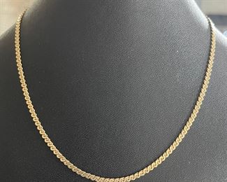 14k Yellow Gold 15.5" Flat Serpentine Necklace With Spring Ring Clasp By Dankner - 8.1 Grams Total W Appraisal