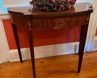pair of federal mahogany inlaid card tables