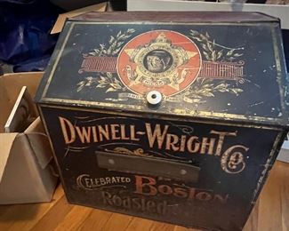 Large Antique Boston Coffee advertising tin