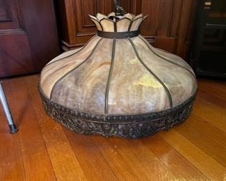 Beautiful antique large leaded glass shade