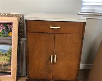 Wooden supply chest.