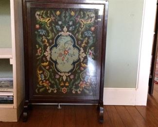 Needle point fireplace screen. 