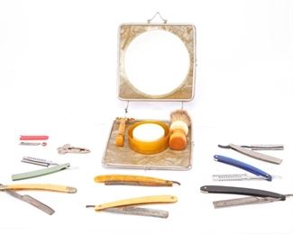 Antique Straight Razors & Art Deco Shaving Kit