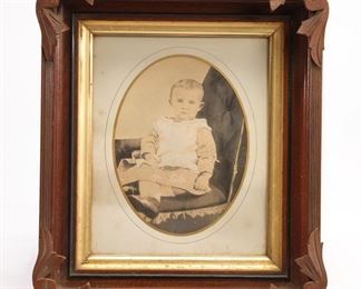 Cabinet Card Photo in Victorian Carve Wood Frame