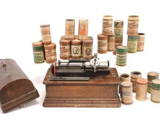 Antique Edison phonograph & Rolls