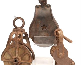 Group wooden Block & Tackle Pulleys