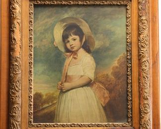 Victorian Lithograph in Ornate Oak Frame