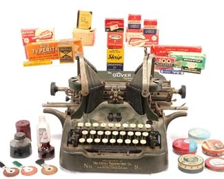 Oliver Typewriter with advertising accessories