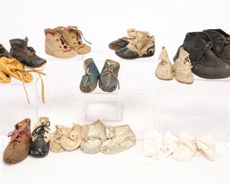 Antique Victorian children's shoes Group