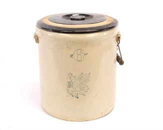 Large Lidded Stoneware Crock