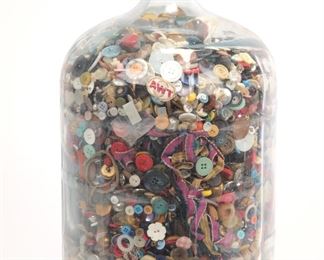 Hug Glass Jug w. Thousands of buttons and patches