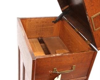 Art Deco Oak File Cabinet w/ Flip top