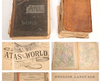 1880's Cram's Atlas & Noah Webster Dictionary