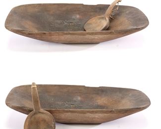 Primitive wooden bowl & Scoop