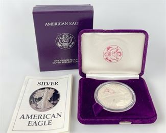 1987-S U.S. American Eagle 99.9% Silver Dollar Coin W/ Certificate Of Authenticity
