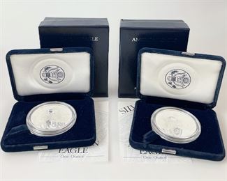 2 1998-P U.S. American Eagle 99.9% Silver Coins W/ Certificate Authenticity

