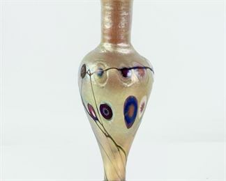 19th C Signed Tiffany Louis Comfort Favrile Iridescent Glass 7� Perfume Bottle
