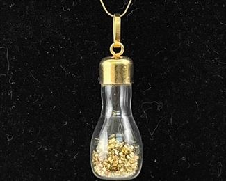 Fine 14K Yellow Gold Bottle Of Gold Pendant Necklace 14K Yellow Gold Chain
