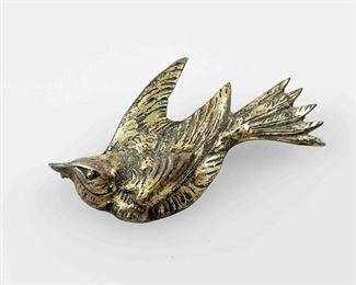 Gilt Sterling Silver Figural Bird Pendant
