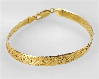 Fine 18K 750 Yellow Gold Herringbone Bracelet 7.5"
