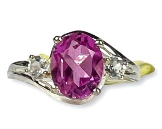 NWT Fine Sterling Silver Pink Topaz Ring. Sz 7.25, can be sized
