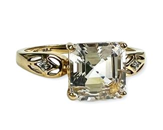 Fine 14K Yellow Gold Clear Stone Ring. Sz 9, can be sized
