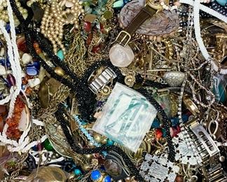 Huge Collection Of Vintage Costume Jewelry Lot: Avon, Genuine & Faux Pearls, Monet, Trifari, Timex, Citizen, Watches, Wooden Beads, & More!
