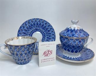 Fine Russian Imperial Lomonosov Made in USSR Porcelain pair of Cup And Saucer
