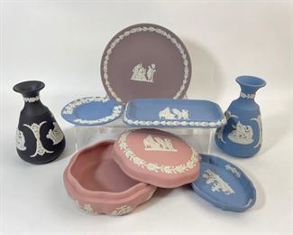 Vintage English Wedgwood JASPERWARE blue black and pink
