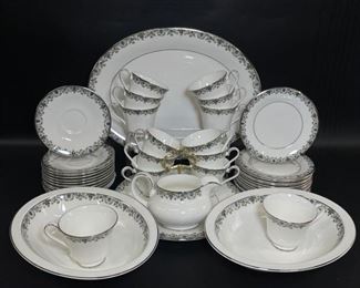 Royal Doulton Fine English Bone China FlowerLace pattern set of Serving Fishes Cups and Saucers
