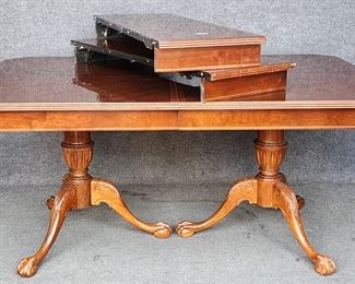 20th Century Inlaid Dining Table with Extension Leaves
