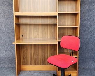 Mid Century Danish Modern Teak Desk Bookcase with Mid Century Modern Office Chair
