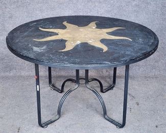 Hand Painted Sunburst Metal Dining Table
