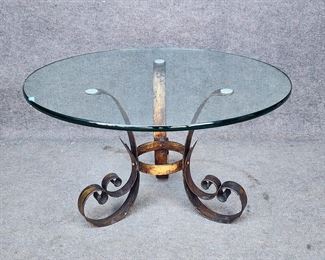 Vintage Gilt Metal Hollywood Regency Style Coffee Table 1" Glass
