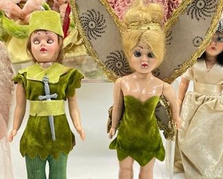 VINTAGE HARD PLASTIC CRAFT DOLLS OF WENDY, TINKERBELL, PETER PAN AND MORE
