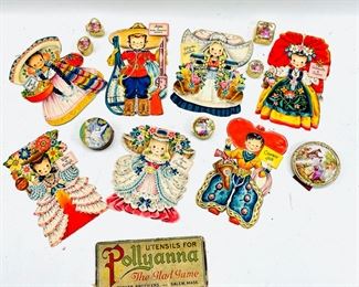 Vintage Valentines Day Cards Hallmark doll cards Dolls of the Nations collectors album & mini Victorian trinket boxes
