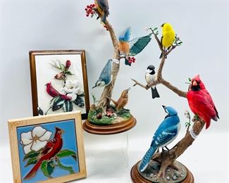 Danbury Mint Birds Of Ohio "Songbirds of Spring", �Autumn Symphony� Cardinals Metal Wall Art And Cardinal Wall Art Tile

