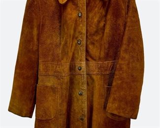 Genuine Suede Hippie Boho 1970s Rust Colored Coat with Snaps. No Label
