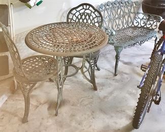 Bistro Set, Metal Garden Bench