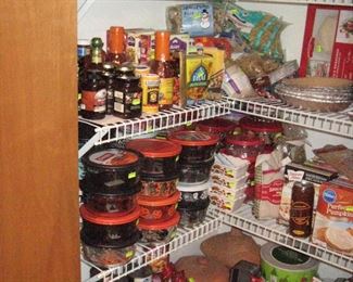 Kitchen:  More cake mixes plus frosting than anyone can use, Pyrex bowls, Can Goods and lots of food  