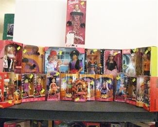 Living Room:  Halloween Barbies and Ken and Small Kids
