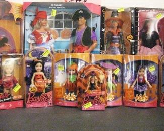 Living Room:  Halloween Barbies and Ken and Small Kids