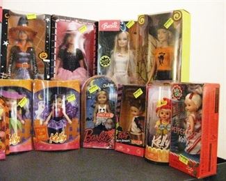 Living Room:  Halloween Barbies and Ken and Small Kids