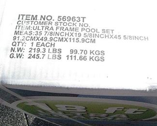 Garage: 18ft Ultra Frame by Intex  New in Box. Has everything.  Pump-Ladder----(Does not include water)