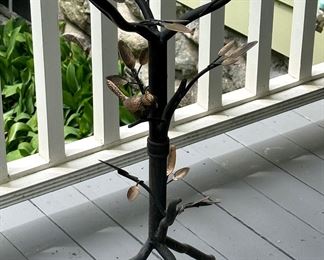 Glass Side Table with Bird Accents