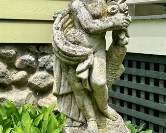 Cement Cherub Garden Statue