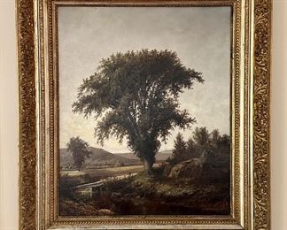 Oil on Board, Signed W.H. Hilliard 1875 (William Henry Hilliard is an accomplished landscape, still-life, and portrait painter who is best known for his New England landscapes)