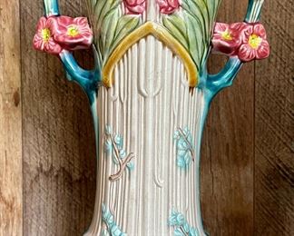 Art Nouveau Majolica Vase, Made in France